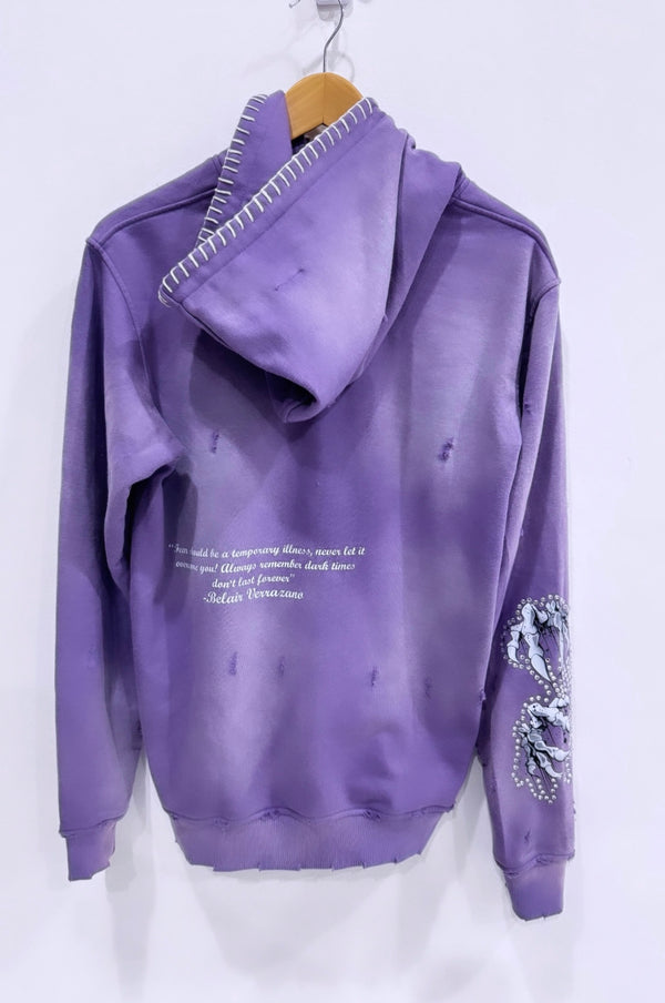 Powder Purple 3D Skull Stitch Pullover Hoodie (Special Edition)