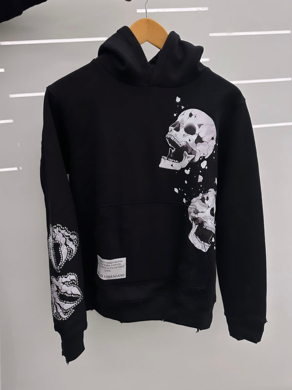 Black 3D Skulls Pullover Hoodie