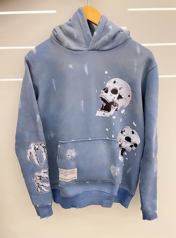 Powder Blue 3D Skulls Pullover Hoodie