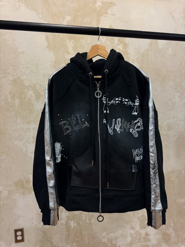 Nocturne Phantom (Leather Strip) Zip Up Hoodie