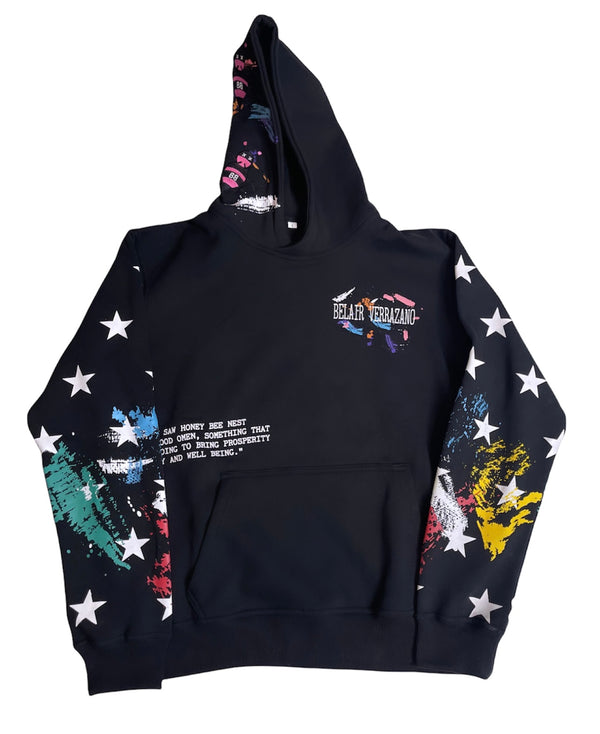 Bee Splatter Paint Black Hoodie