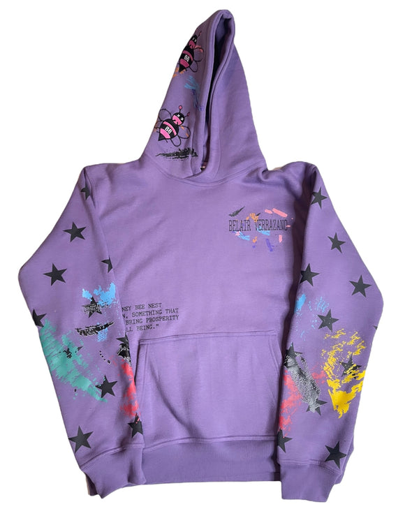 Bee Splatter Paint Purple Hoodie