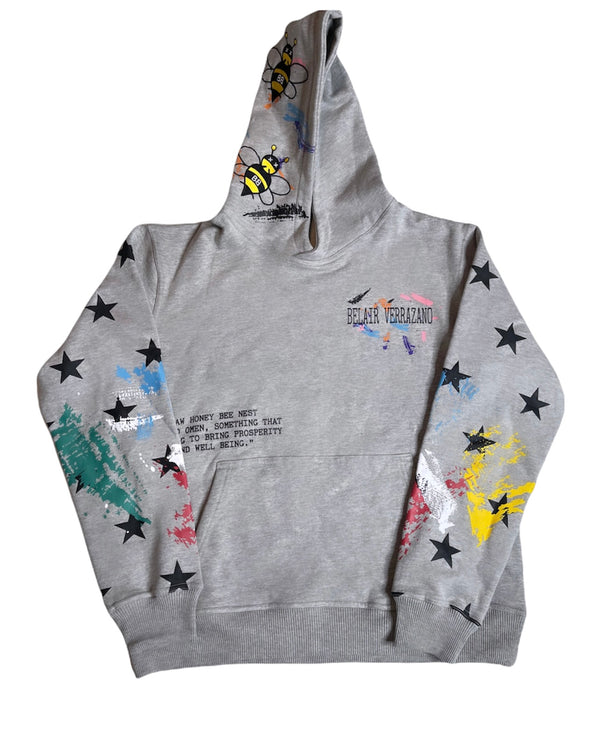 Bee Splatter Paint Grey Hoodie