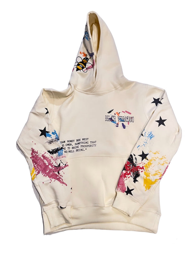 Bee Splatter Paint Cream Hoodie