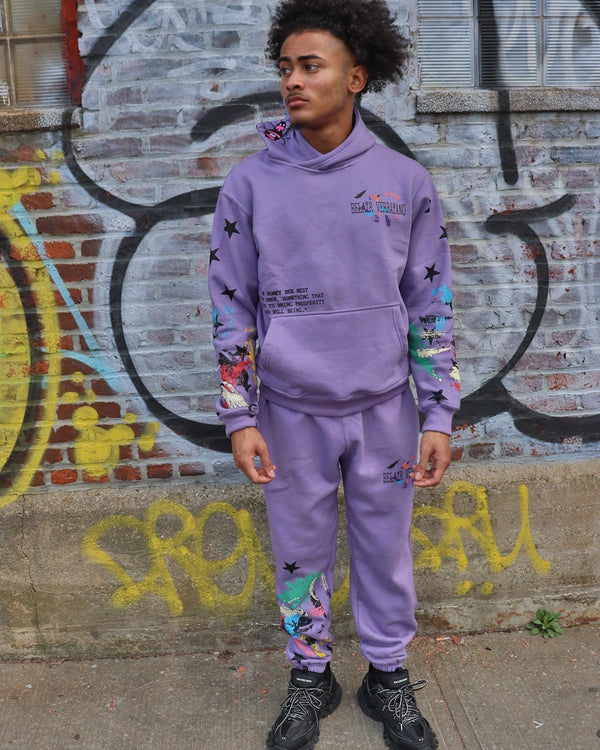 Bee Splatter Paint Purple Hoodie